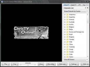 ChrisTV Online! FREE Edition main screen