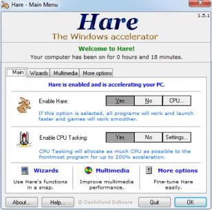 Hare main screen