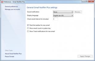 Gmail Notifier Plus main screen