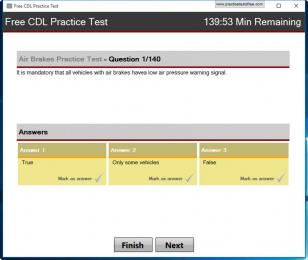 Free CDL Practice Test main screen