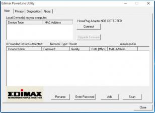 Edimax PowerLine Utility main screen