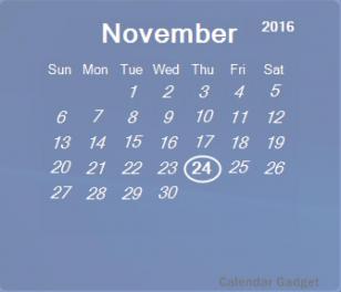 Calendar Gadget main screen